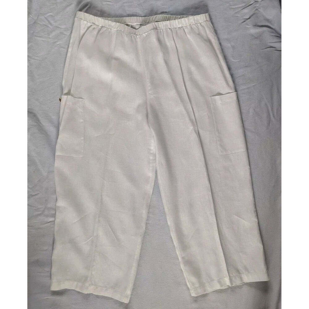Hot Cotton Lagenlook Outfit Tunic Top & Pants White Set 3/4 Sleeve Size XL - Picture 7 of 11